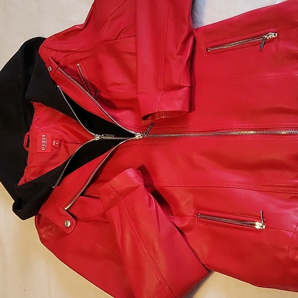 Guess Red and Black Jacket with Hood